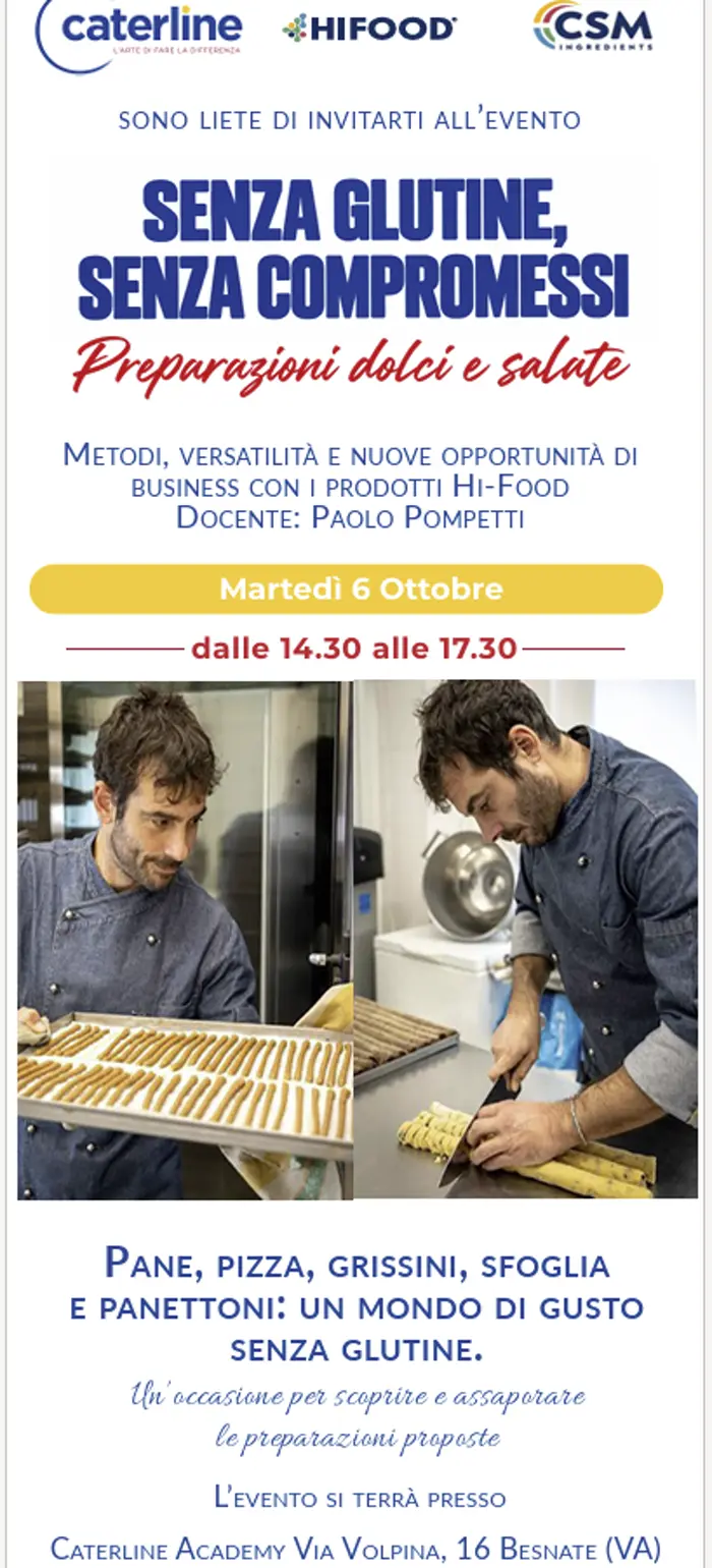 Locandina evento Caterline Hi Food: Senza glutine, senza compromessi, martedì 6 ottobre a Besnate